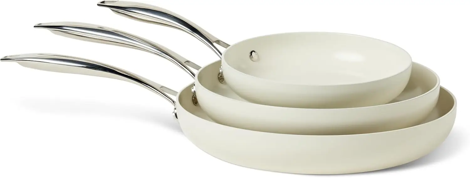 Ceramic Nonstick Frying Pan Set, 3-Piece Induction Compatible Cookware, Dishwasher-Safe Oven-Safe Ivory
Ceramic Nonstick Frying Pan Set, 3-Piece Induction Compatible Cookware, Dishwasher-Safe Oven-Safe Ivory
