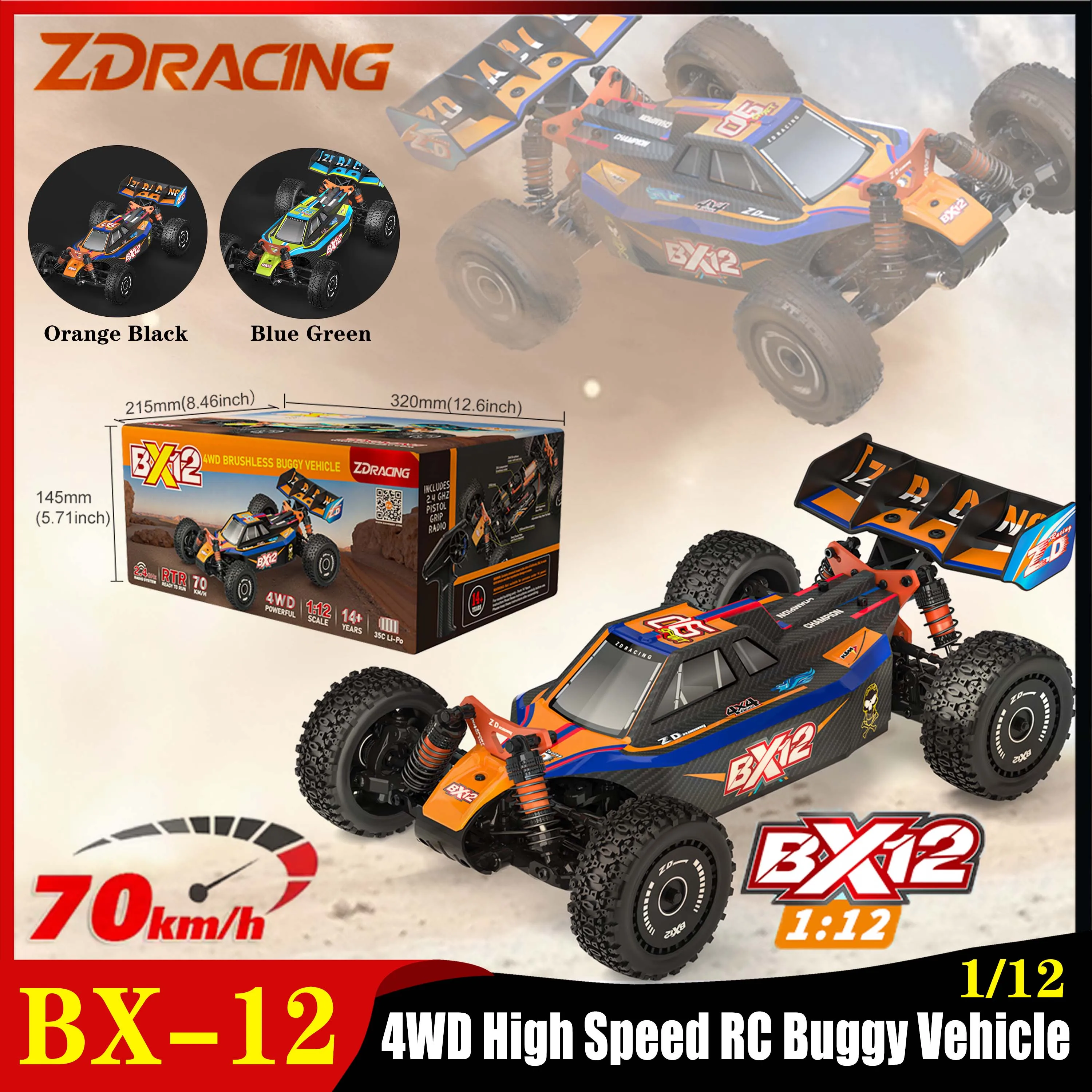 ZD Racing BX-12 1/12 Радиоуправляемый автомобиль 70 км/ч Высокоскоростной 4WD Багги Автомобиль USB Зарядное устройство 2,4 ГГц Пульт дистанционного управления Гоночные игрушки для взрослых и детей
ZD Racing BX-12 1/12 Радиоуправляемый автомобиль 70 км/ч Высокоскоростной 4WD Багги Автомобиль USB Зарядное устройство 2,4 ГГц Пульт дистанционного управления Гоночные игрушки для взрослых и детей