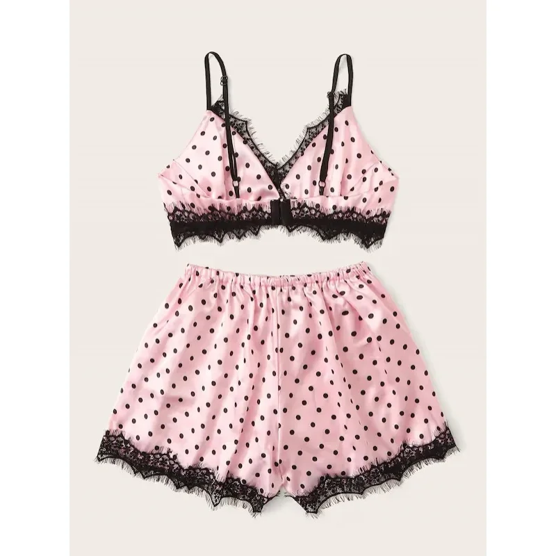 women's pink polka dot lace camisole nightwear wholesale
women's pink polka dot lace camisole nightwear wholesale