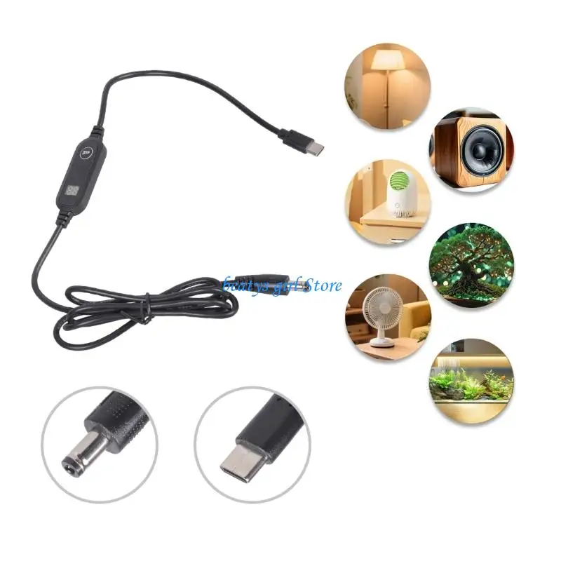 C7AB 3.9ft USB C To 5.5mmx2.5mm Power Cable 5V 9V 12V Adjustable Type C to DC5525 For Electronic Device Fan LED Light
C7AB 3.9ft USB C To 5.5mmx2.5mm Power Cable 5V 9V 12V Adjustable Type C to DC5525 For Electronic Device Fan LED Light