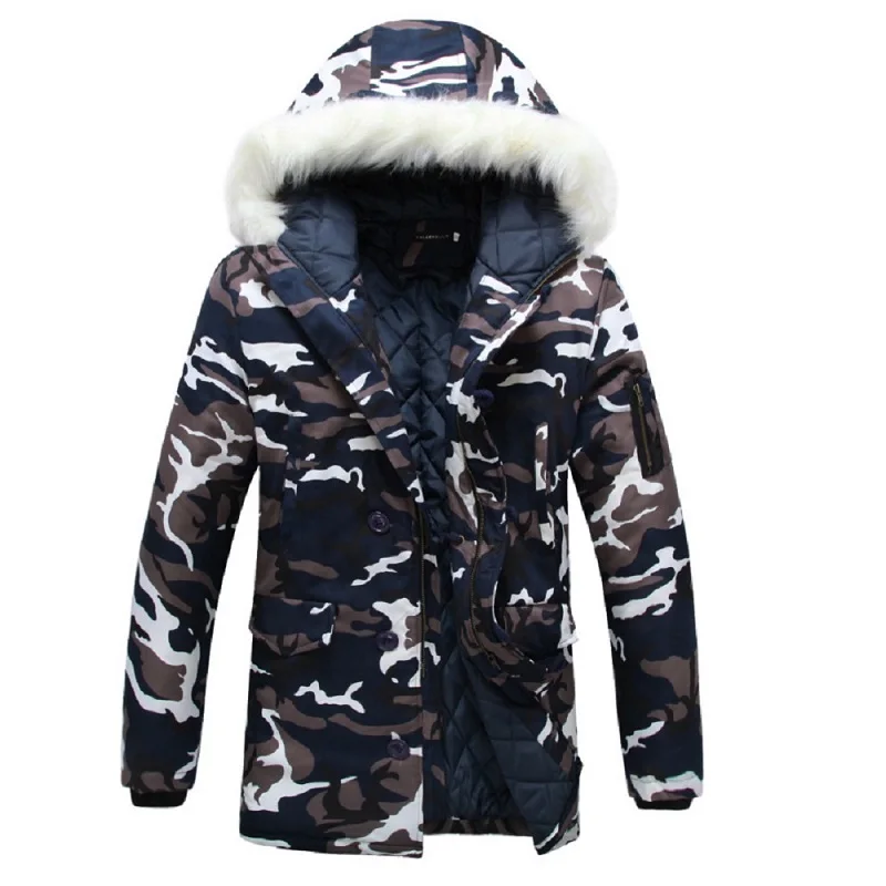 Autumn and Winter Couples Wear Camouflage Big Fur Collar Mid-length Padded Coat Men and Women Thick Padded Coat Winter Jacket
Autumn and Winter Couples Wear Camouflage Big Fur Collar Mid-length Padded Coat Men and Women Thick Padded Coat Winter Jacket