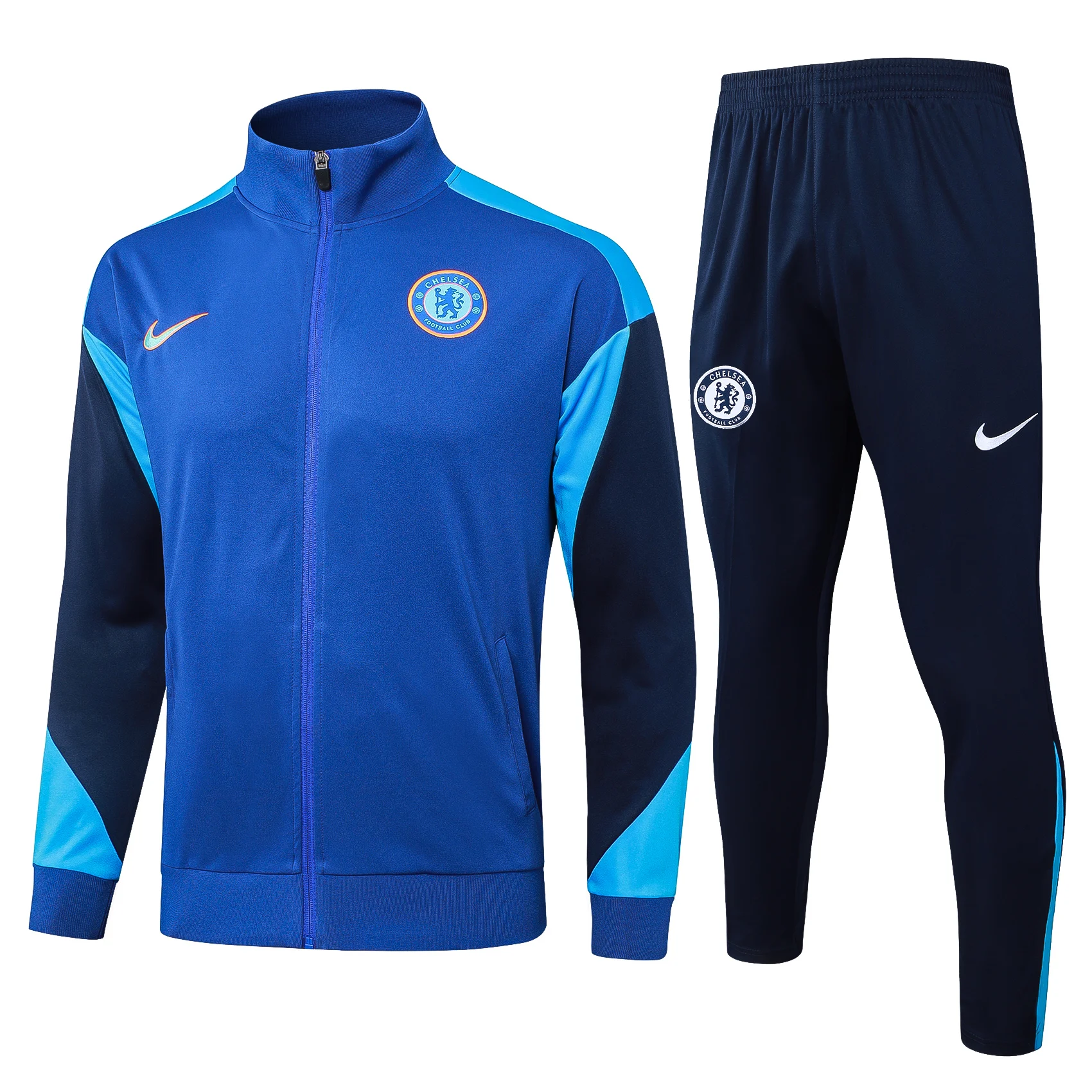 Nike Soccer Jerseys Men Embroidered Solid-color High Collar Full-sleeved Zip-up Football Training Suit Sets Black and Blue
Nike Soccer Jerseys Men Embroidered Solid-color High Collar Full-sleeved Zip-up Football Training Suit Sets Black and Blue
