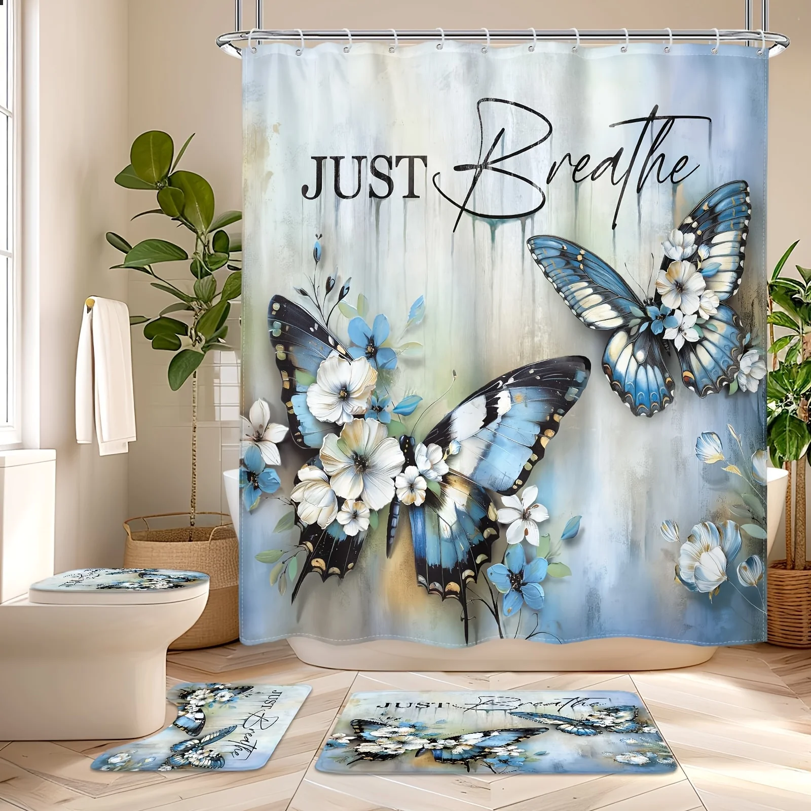Butterfly 'Just Breathe' Bathroom Four-Piece Set, Soft and Inspirational Bath Accessories with a Calming Design
Butterfly 'Just Breathe' Bathroom Four-Piece Set, Soft and Inspirational Bath Accessories with a Calming Design