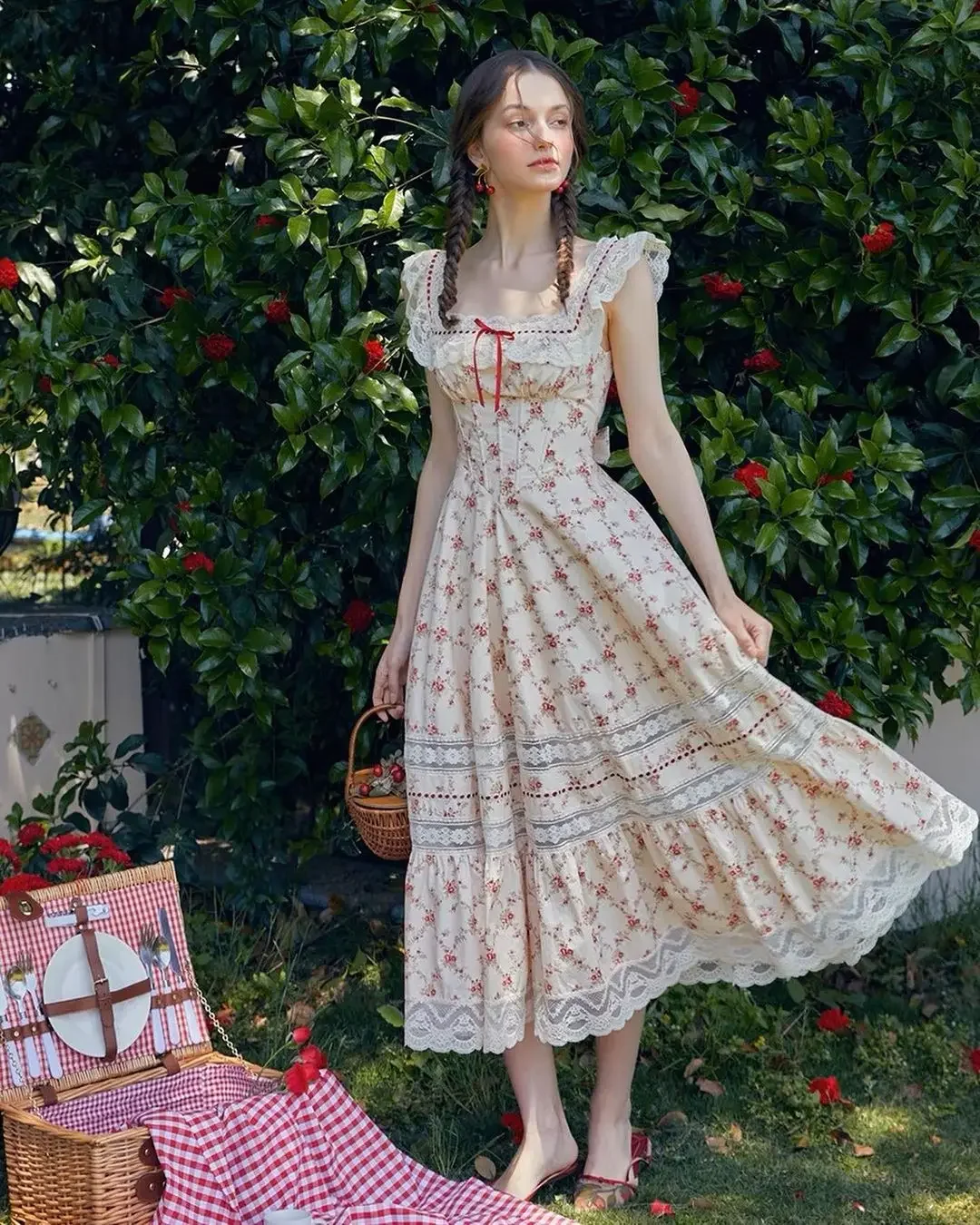Floral Print Lace Trim Patchwork Women's Summer Dress Tie High Waist Square Collar Corset Midi Dresses 2026 Lady Party Vestidos
Floral Print Lace Trim Patchwork Women's Summer Dress Tie High Waist Square Collar Corset Midi Dresses 2026 Lady Party Vestidos