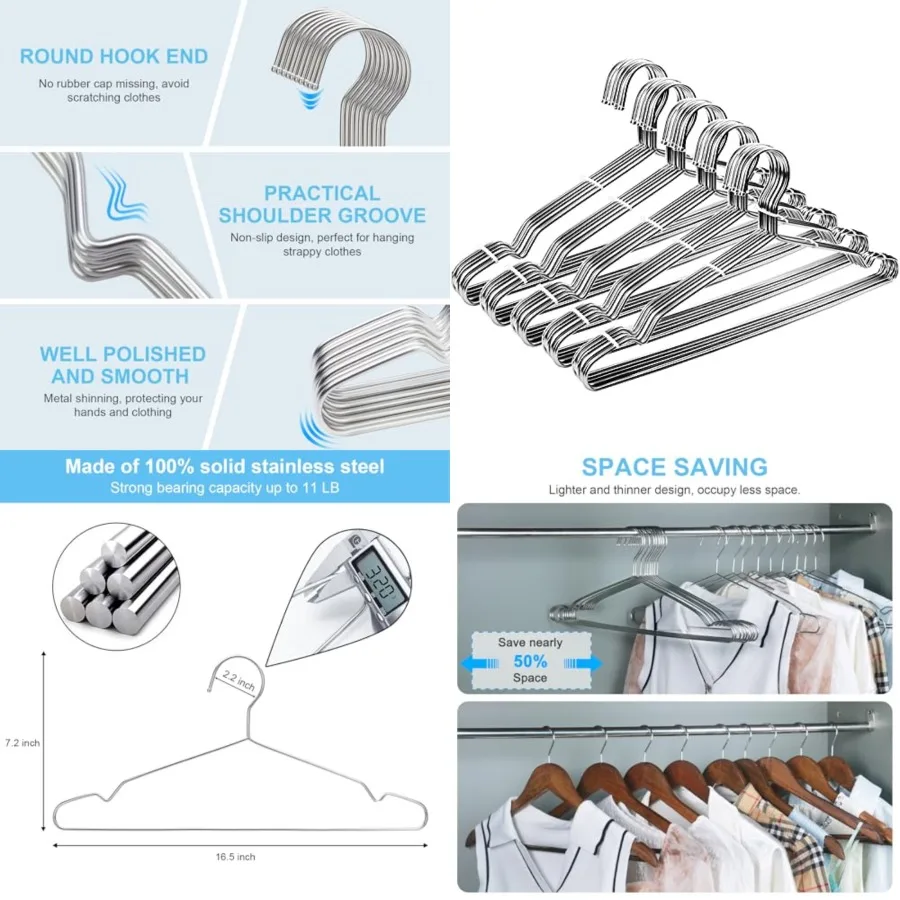 Clothes Hangers Coat 17.7 Inch Large Bulk Wire Hanger Non-Slip Heavy Duty Clothing Hangers Metal Space Saving Thin Stainless St
Clothes Hangers Coat 17.7 Inch Large Bulk Wire Hanger Non-Slip Heavy Duty Clothing Hangers Metal Space Saving Thin Stainless St