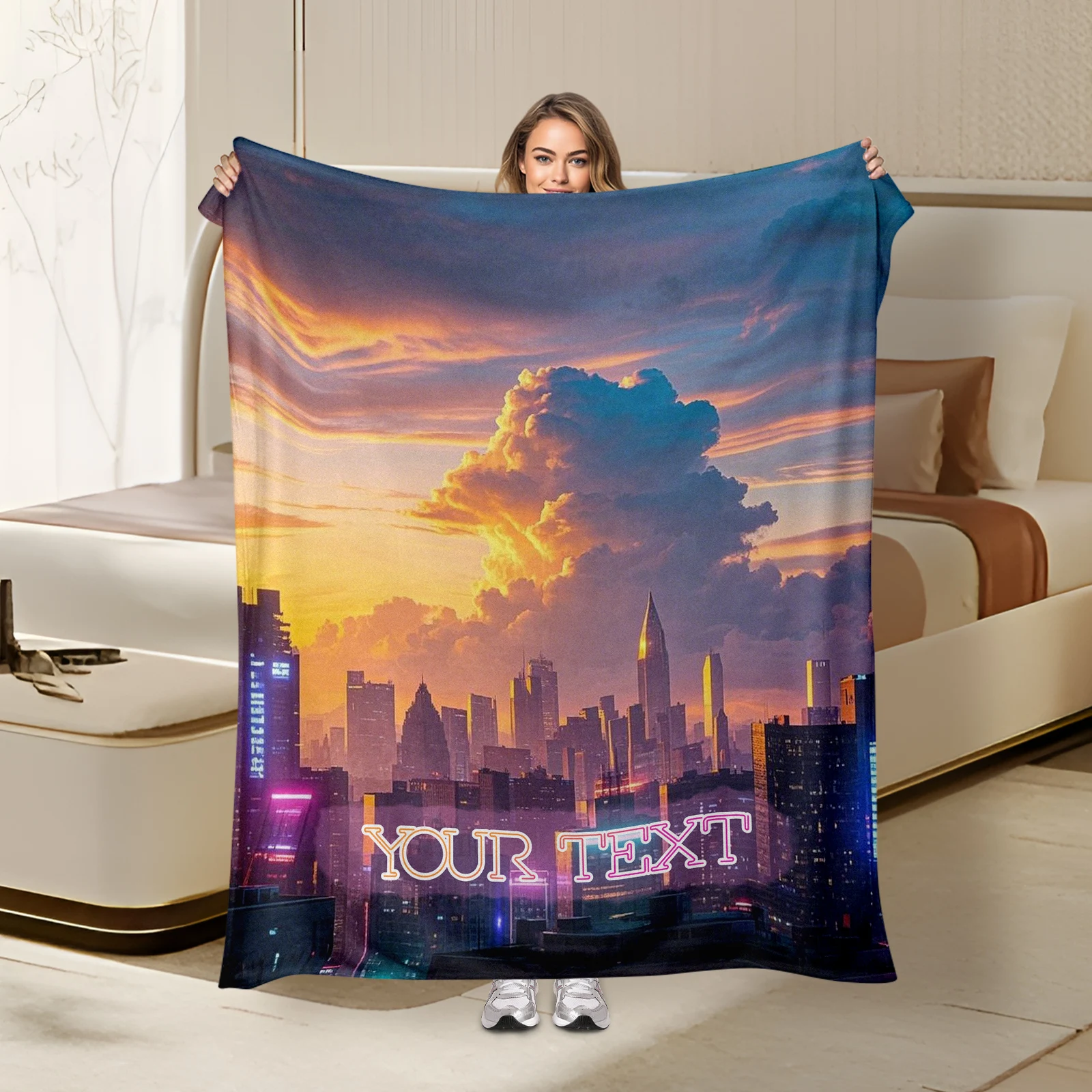 Custom Flannel Blanket Featuring Majestic Sunset Patterns With One Personalized Text For Loved Ones
Custom Flannel Blanket Featuring Majestic Sunset Patterns With One Personalized Text For Loved Ones