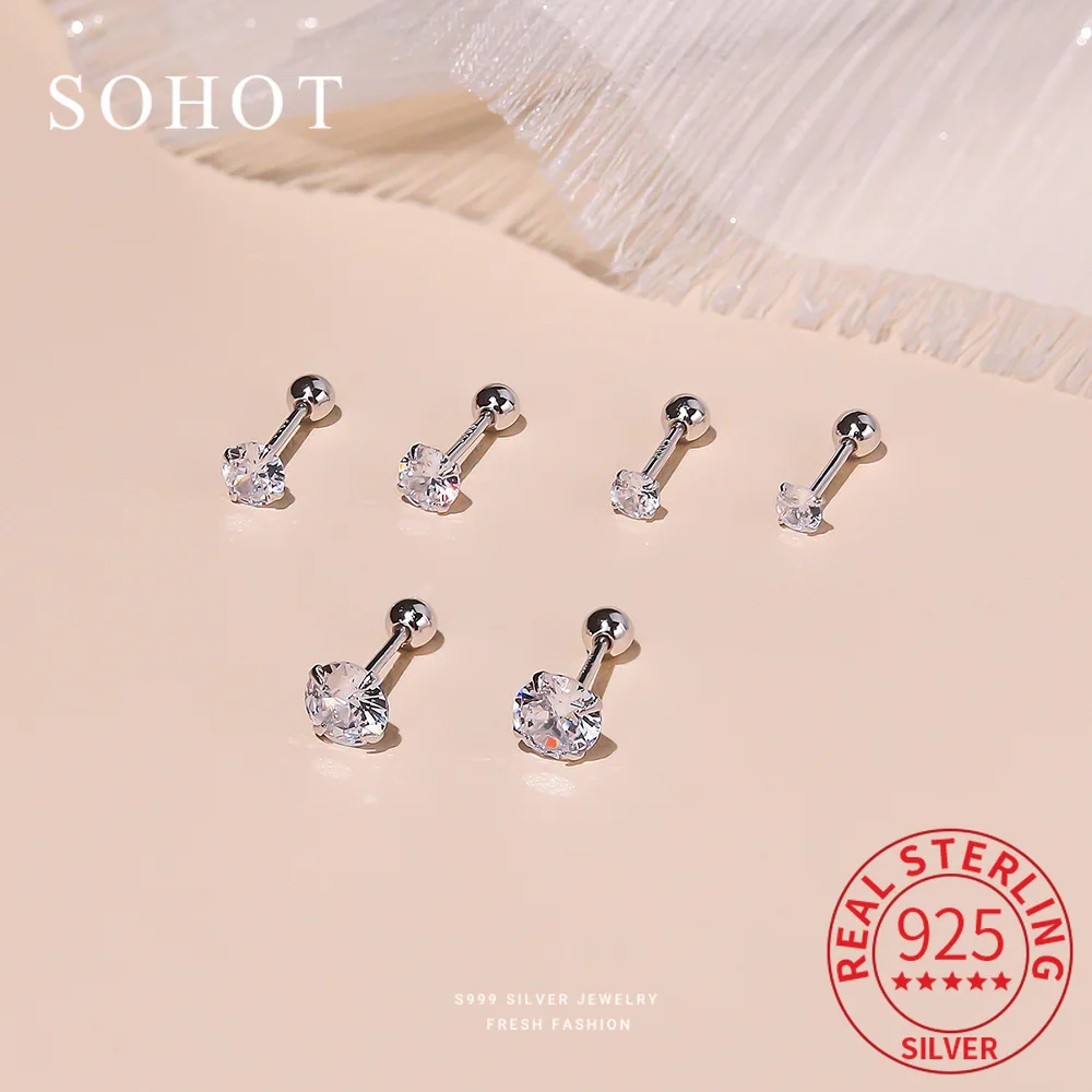 Real 925 Sterling Silver Colorful Zircon Piercing Screw Bead Mini Stud Earrings for Women Fine Jewelry Light Luxury Accessories
Real 925 Sterling Silver Colorful Zircon Piercing Screw Bead Mini Stud Earrings for Women Fine Jewelry Light Luxury Accessories