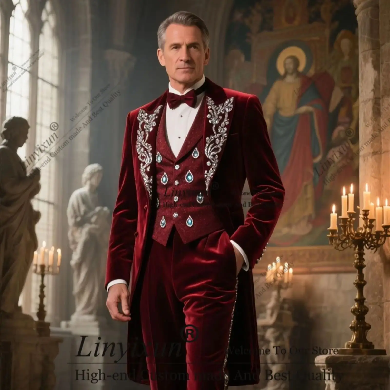 Elegant Tailcoat Crystals Beaded Embroidery Men Suit Slim Wedding Male Ropa Hombre 3 Piece Customized Groom Groom Party Blazer
Elegant Tailcoat Crystals Beaded Embroidery Men Suit Slim Wedding Male Ropa Hombre 3 Piece Customized Groom Groom Party Blazer