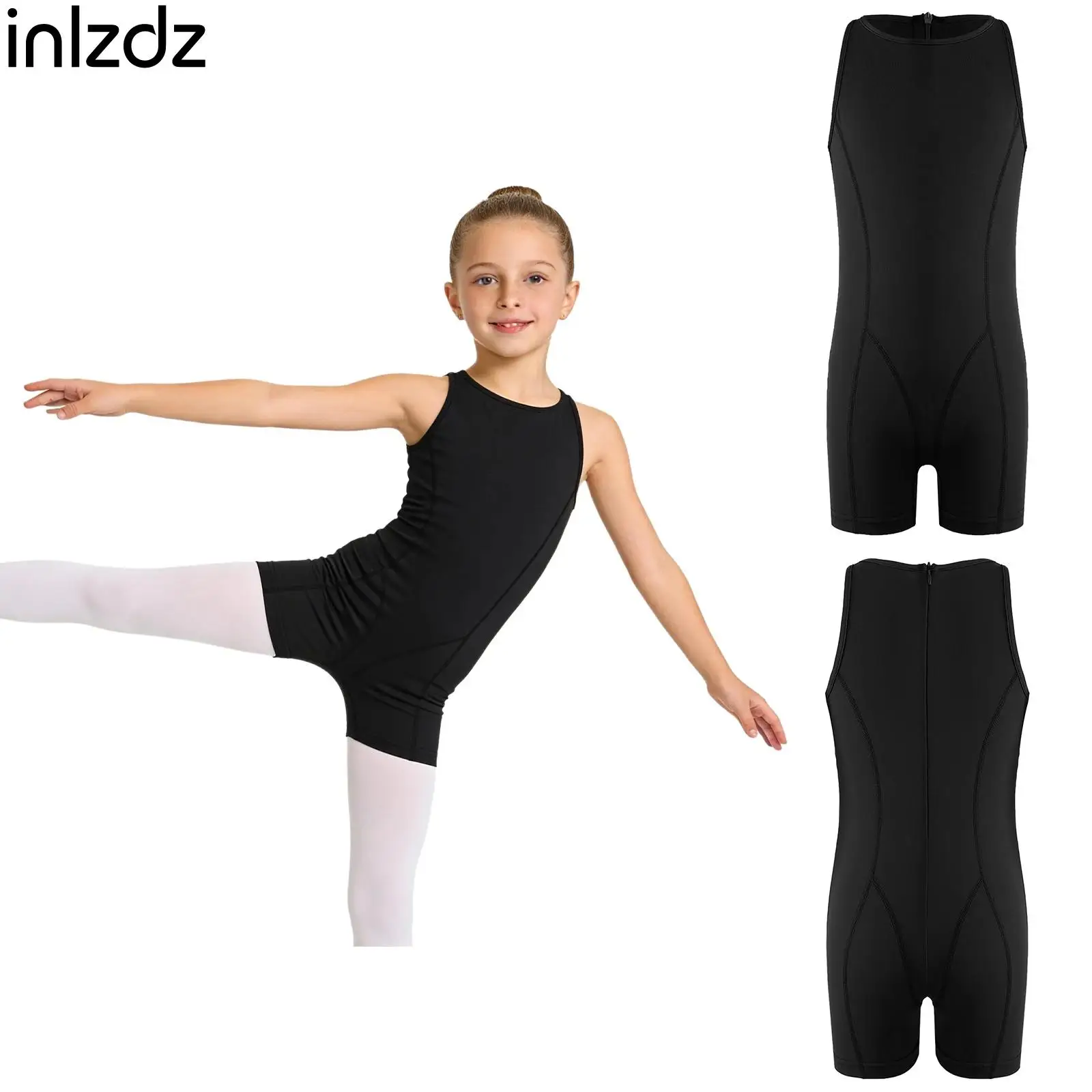 Girls Sleeveless Thigh Length Jumpsuit Round Neck Back Zipper Gymnastics Bodysuit for Ballet Latin Salsa Tango Dance Practice
Girls Sleeveless Thigh Length Jumpsuit Round Neck Back Zipper Gymnastics Bodysuit for Ballet Latin Salsa Tango Dance Practice