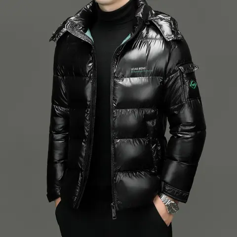 Casual Warm Bright Cotton-Padded Jackets 2025 Autumn Winter Men's Loose Shiny Down Coats Outwear Windproof Waterproof Top Parkas