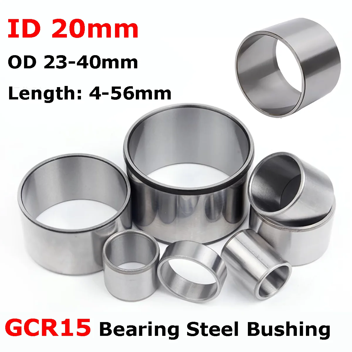 1/5pcs ID 20mm GCR15 Bearing Steel Bushing Round Hollow Unthreaded Standoff Spacer Wear Resistant Guide Sleeve OD 23-40 L=4-56mm
1/5pcs ID 20mm GCR15 Bearing Steel Bushing Round Hollow Unthreaded Standoff Spacer Wear Resistant Guide Sleeve OD 23-40 L=4-56mm