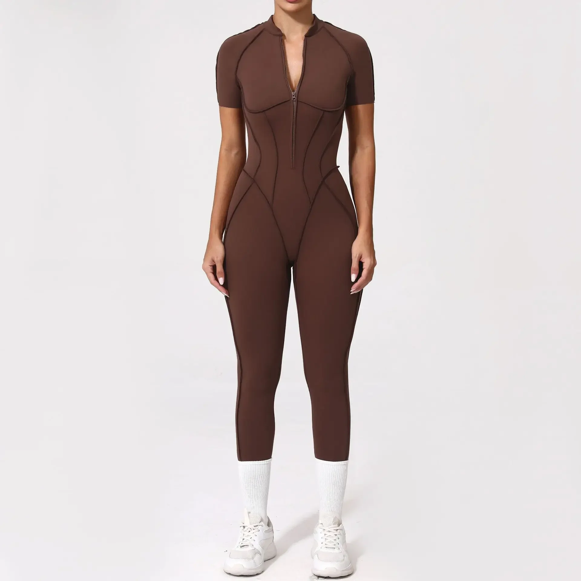 Seamless Front Zipper Short Sleeved Jumpsuit Women Hip Lifting Abdominal Tightening Tight Fitting Sports Fitness Yoga Jumpsuit
Seamless Front Zipper Short Sleeved Jumpsuit Women Hip Lifting Abdominal Tightening Tight Fitting Sports Fitness Yoga Jumpsuit