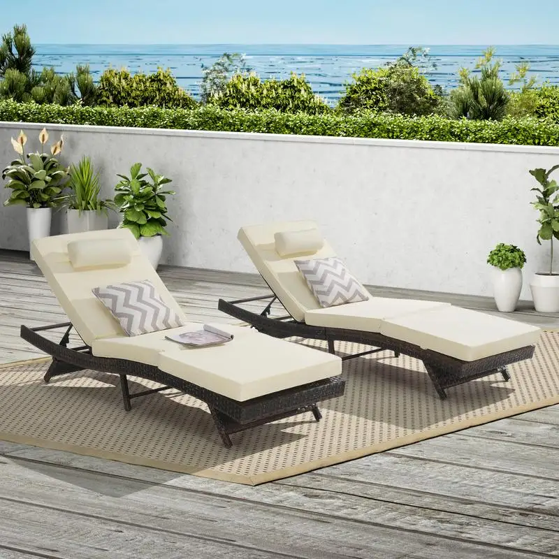 Set of 2 Outdoor Wicker Reclining Lounge Chairs for Beach, Poolside, and Garden, Adjustable up to 150° for Comfortable
Set of 2 Outdoor Wicker Reclining Lounge Chairs for Beach, Poolside, and Garden, Adjustable up to 150° for Comfortable