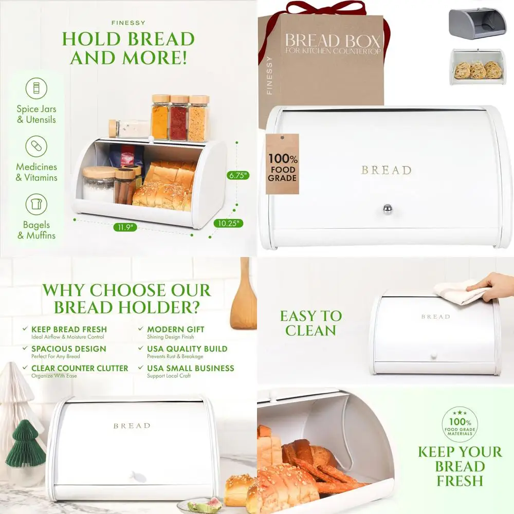 Stainless Steel Bread Box, Roll Top Sourdough Storage, Countertop Loaf Keeper
Stainless Steel Bread Box, Roll Top Sourdough Storage, Countertop Loaf Keeper