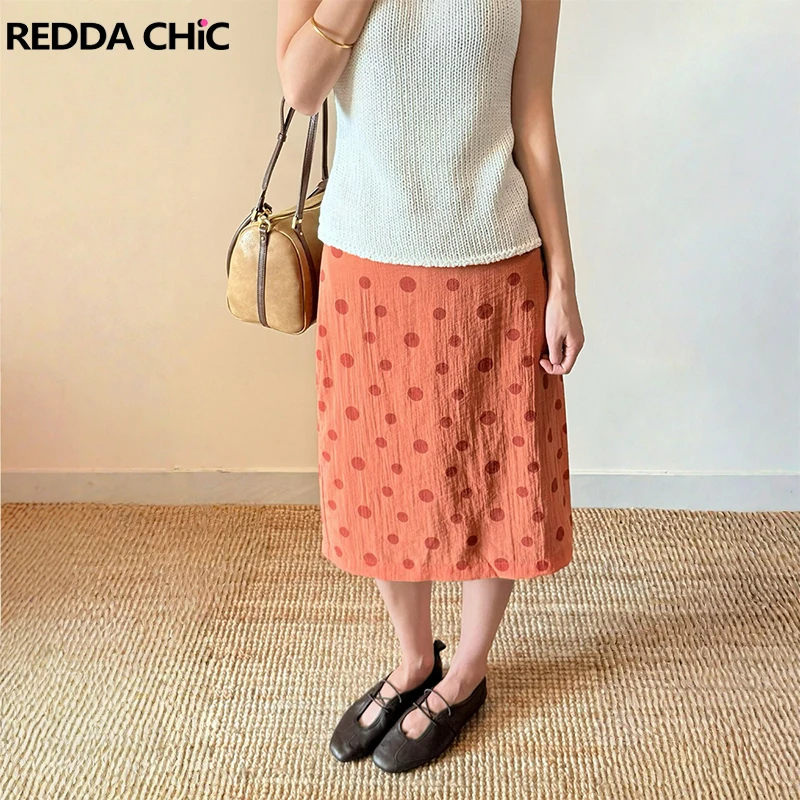 REDDACHiC Orange Polka Dots Women Skirt Causal Holiday Split Thin Elastic Waist Long Straight Skirt Retro Beach Summer Clothes
REDDACHiC Orange Polka Dots Women Skirt Causal Holiday Split Thin Elastic Waist Long Straight Skirt Retro Beach Summer Clothes