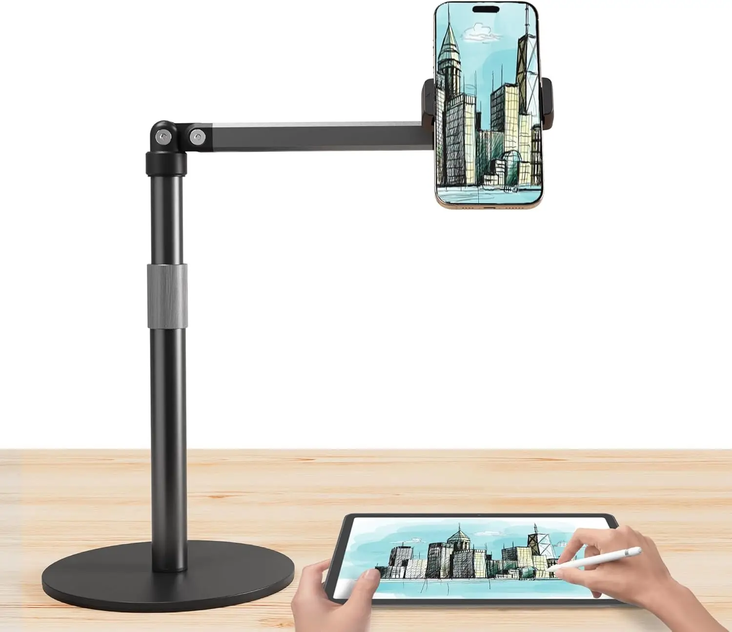 Adjustable Phone Stand for Overhead Recording, Video, Painting & Meetings with Flexible Arm
Adjustable Phone Stand for Overhead Recording, Video, Painting & Meetings with Flexible Arm