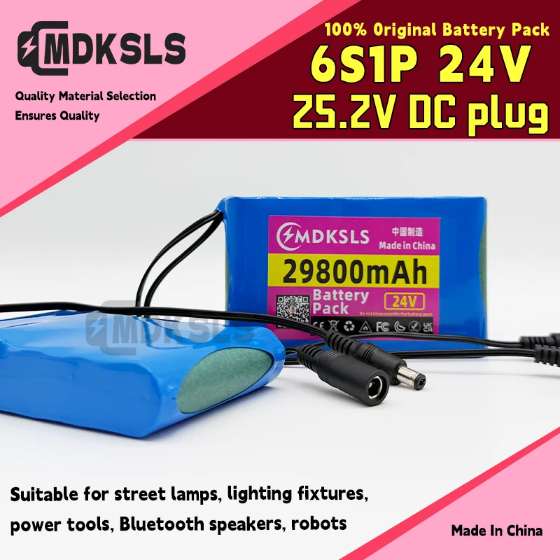 MDKSLS 6S1P Portable New high-capacity 24V 19.8Ah 18650 rechargeable battery lithium-ion DC25.2V 19800mAh monitor camera toy car
MDKSLS 6S1P Portable New high-capacity 24V 19.8Ah 18650 rechargeable battery lithium-ion DC25.2V 19800mAh monitor camera toy car