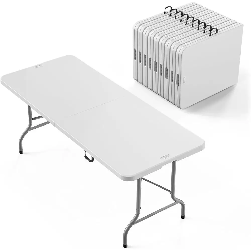 Portable Plastic Folding Table, High-Density Polyethylene Tabletop for Indoor and Outdoor Use, White, Pack of 10
Portable Plastic Folding Table, High-Density Polyethylene Tabletop for Indoor and Outdoor Use, White, Pack of 10