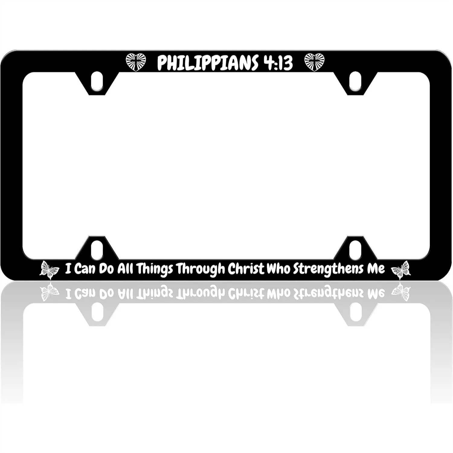 Stainless Steel License Plate Frame with Bible Verse Philippians 4:13 - 6x12 Inch, Easy Install, Fits US Standard
Stainless Steel License Plate Frame with Bible Verse Philippians 4:13 - 6x12 Inch, Easy Install, Fits US Standard