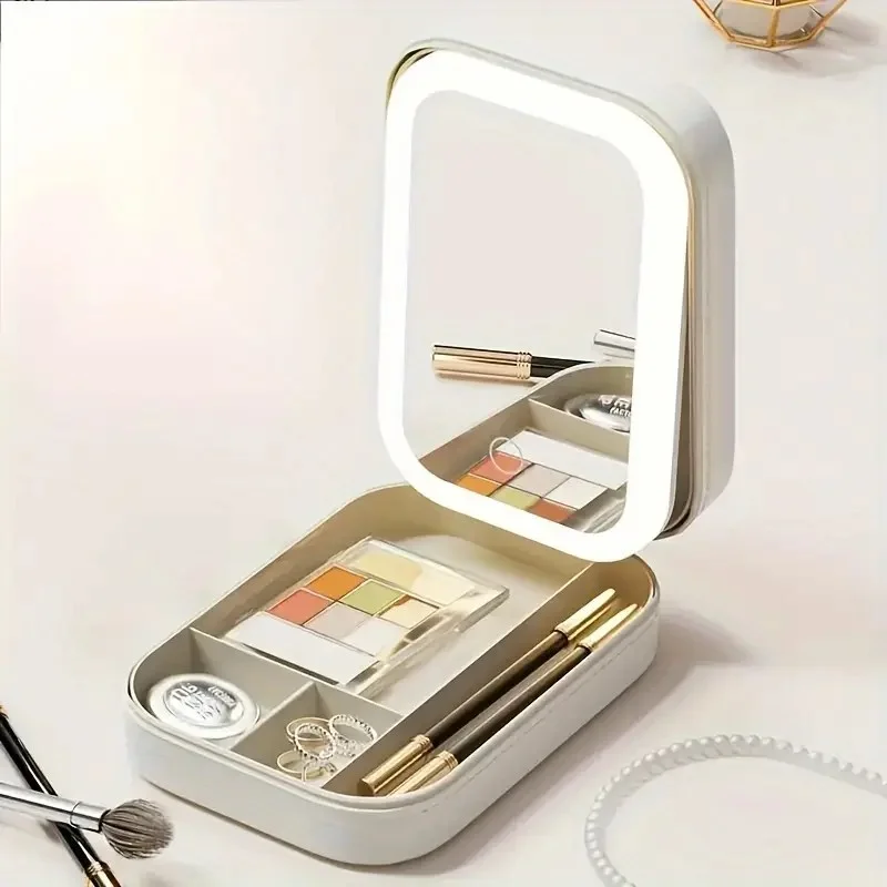 1pc Large Travel Makeup Case with LED Light, Built-in Mirror, USB Charging, 1000mAh Battery, Foldable & Durable Cosmetic Box, Id
1pc Large Travel Makeup Case with LED Light, Built-in Mirror, USB Charging, 1000mAh Battery, Foldable & Durable Cosmetic Box, Id