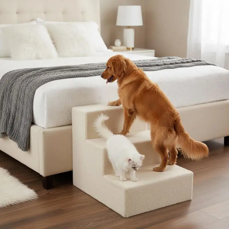 Pet stairs, cat stairs, dog stairs, stairs for cats and dogs, 4 steps, cream white, 63.5x43x60cm
Pet stairs, cat stairs, dog stairs, stairs for cats and dogs, 4 steps, cream white, 63.5x43x60cm