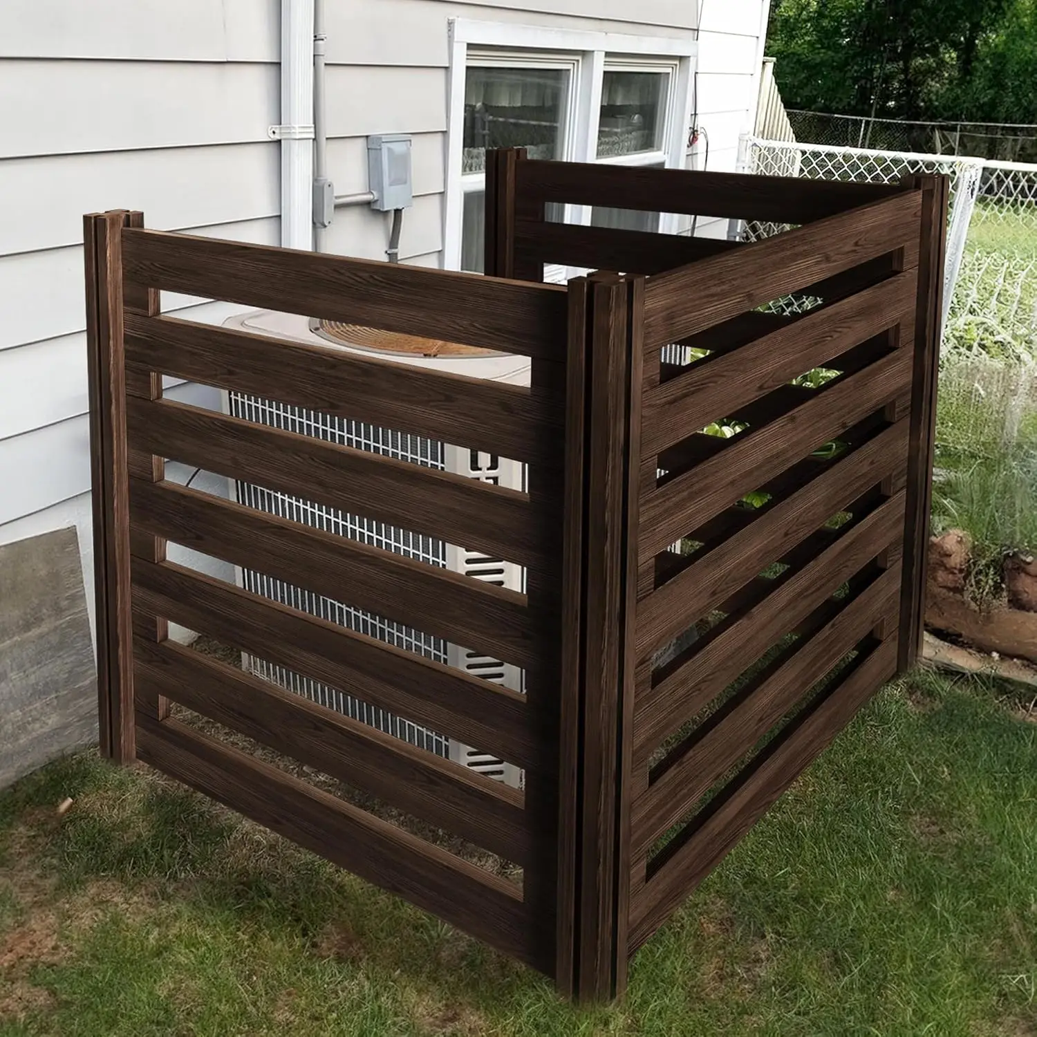 Air Conditioner Fence Wood Composter Bin 3 Panels 36 "L x 36 "W x 36 "H Outdoor Trash Can Pool Equipment Enclosure Panels,Brown
Air Conditioner Fence Wood Composter Bin 3 Panels 36 "L x 36 "W x 36 "H Outdoor Trash Can Pool Equipment Enclosure Panels,Brown