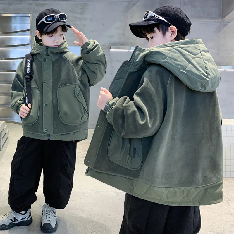 Boy LambWool Warm Jackets Autumn Winter Kids Plus Velvet Coats New Teenager Fashion Padded Outerwear Children Clothing Age 4-14Y 
Boy LambWool Warm Jackets Autumn Winter Kids Plus Velvet Coats New Teenager Fashion Padded Outerwear Children Clothing Age 4-14Y