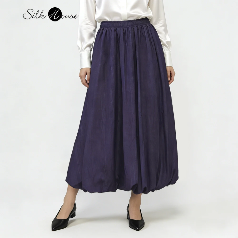 Women's Summer New 100% Natural Mulberry Silk Double Crepe (without Lining) Purple Versatile Elastic Waist Flower Bud Skirt
Women's Summer New 100% Natural Mulberry Silk Double Crepe (without Lining) Purple Versatile Elastic Waist Flower Bud Skirt