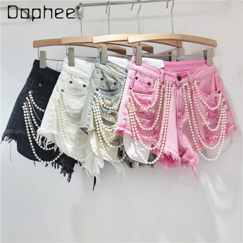 Frayed Edge Hot Girl Pocketless Tassel Rhinestone Design Denim Wide Leg A-Line Hot Pants Distressed Shorts Women's Shorts
Frayed Edge Hot Girl Pocketless Tassel Rhinestone Design Denim Wide Leg A-Line Hot Pants Distressed Shorts Women's Shorts