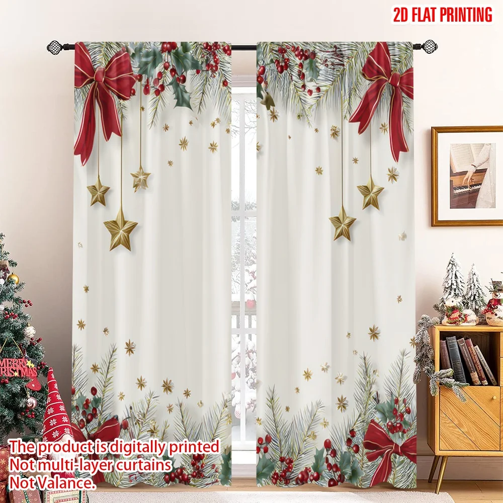 2D flat printing 2pcs Curtains Christmas Garland Stars Ribbon Holly Digital Printed Polyester Drapes Party Decorations for New
2D flat printing 2pcs Curtains Christmas Garland Stars Ribbon Holly Digital Printed Polyester Drapes Party Decorations for New