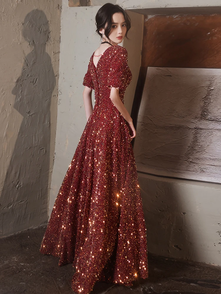 iny Sequin Wire Ball Korean Sle Long Dr with Deep V Ne And Bubble Sve for Wedding And Par Women's Evening Gown
iny Sequin Wire Ball Korean Sle Long Dr with Deep V Ne And Bubble Sve for Wedding And Par Women's Evening Gown