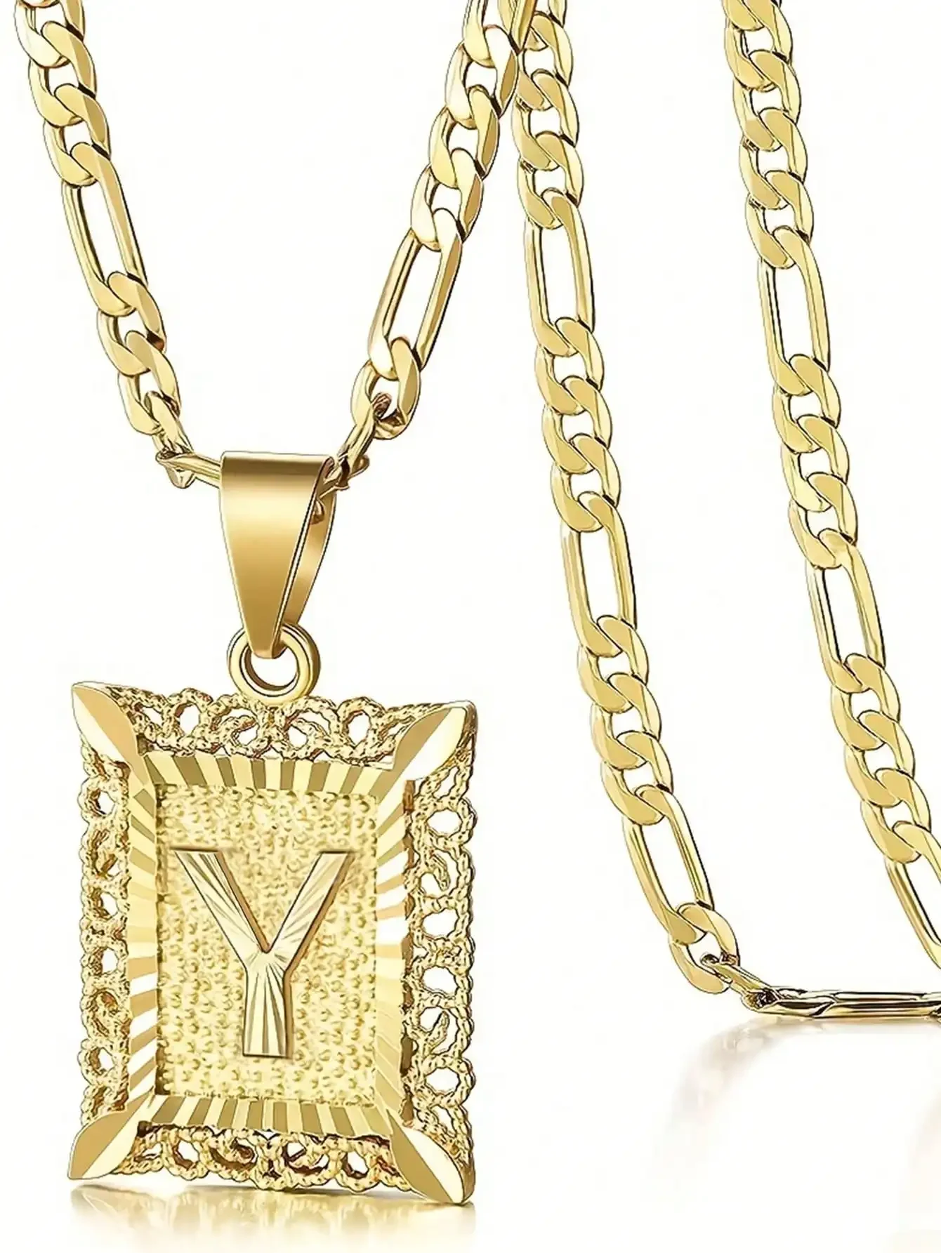 Square Capital Letter Pendant on Figaro Chain for Adults
Square Capital Letter Pendant on Figaro Chain for Adults