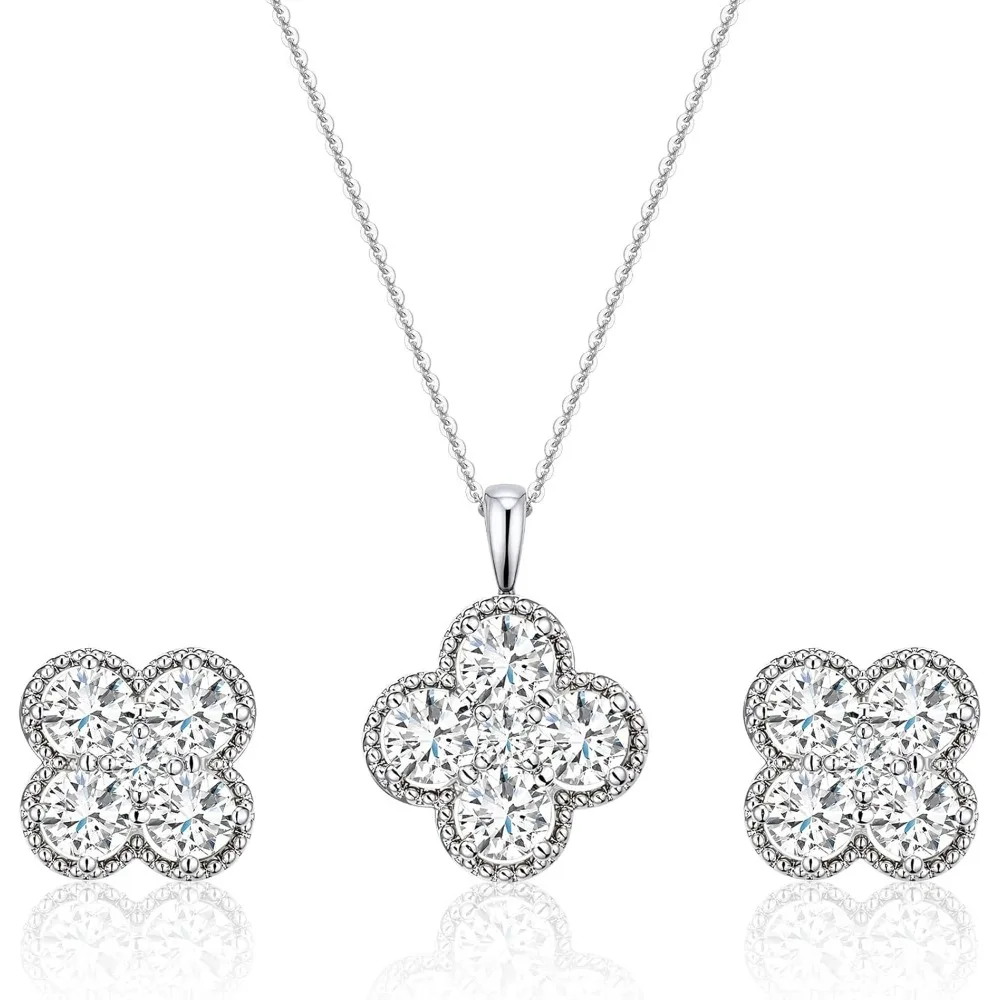 Dainty Four Leaf Clover Necklace and Sterling Silver Stud Earrings Set 14K Gold Plated Gift for Women
Dainty Four Leaf Clover Necklace and Sterling Silver Stud Earrings Set 14K Gold Plated Gift for Women