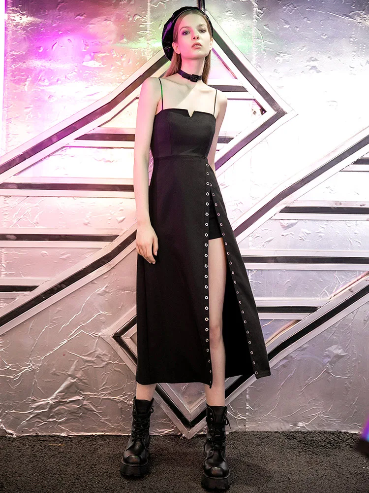 PUNKRAVE High-Cold Sexy Mature Lady Style Strap Dress Slit Waist-Cinching Women's Dress Summer Long Skirt A-Line Silhouette
PUNKRAVE High-Cold Sexy Mature Lady Style Strap Dress Slit Waist-Cinching Women's Dress Summer Long Skirt A-Line Silhouette
