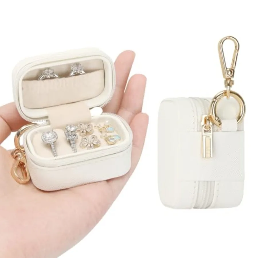 Small Travel Ring Stud Earring Box with Keychain, Mini Wedding Ring Holder Boxes for Multiple Rings, Portable Jewelry Storage O
Small Travel Ring Stud Earring Box with Keychain, Mini Wedding Ring Holder Boxes for Multiple Rings, Portable Jewelry Storage O