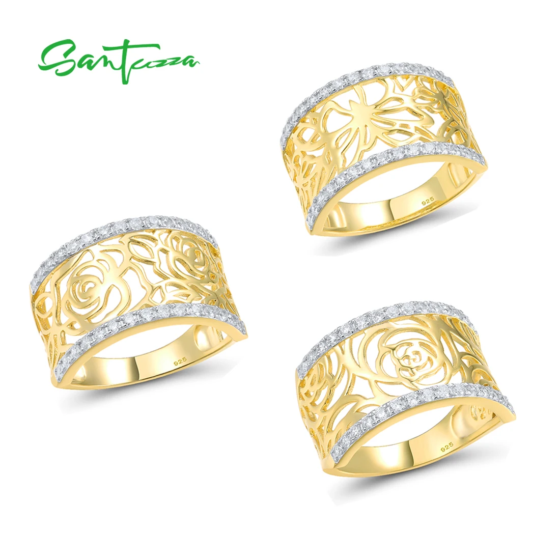 SANTUZZA Genuine 925 Sterling Silver Rings For Woman Sparkling White Cubic Zirconia Flower Hollow Ring Fashion Trendy Jewelry
SANTUZZA Genuine 925 Sterling Silver Rings For Woman Sparkling White Cubic Zirconia Flower Hollow Ring Fashion Trendy Jewelry