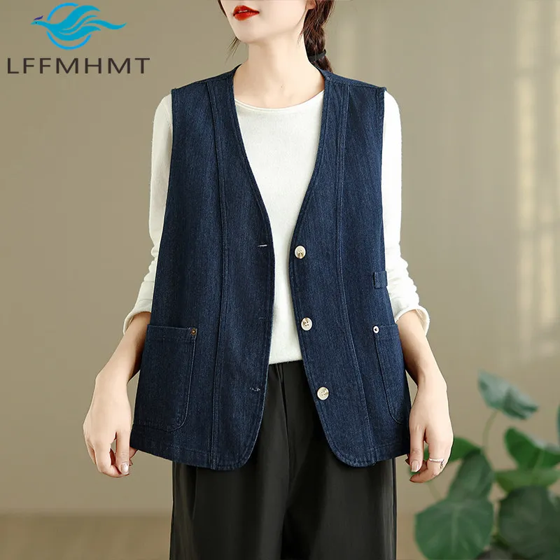 Винтажная джинсовая куртка премиум-класса с v-образным вырезом для женщин, весна-лето, модный однотонный утягивающий дизайн, жилет, простой базовый жилет
Винтажная джинсовая куртка премиум-класса с v-образным вырезом для женщин, весна-лето, модный однотонный утягивающий дизайн, жилет, простой базовый жилет