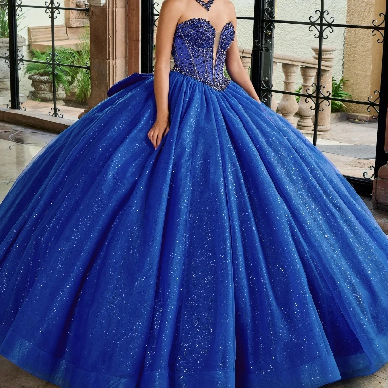 Royal Blue Shiny Quinceanera Dresses Off the Shoulder Beading Crystal Bow Tull Party Birthday Ball Gown Sweet 16 Vestidos 15 De
Royal Blue Shiny Quinceanera Dresses Off the Shoulder Beading Crystal Bow Tull Party Birthday Ball Gown Sweet 16 Vestidos 15 De