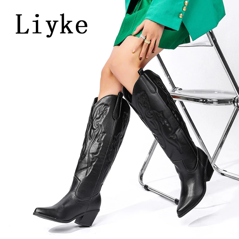Зимние женские сапоги Liyke в стиле ретро, черные, до колена, с заостренным носком, модные, с вышивкой, кожаные, в ковбойском стиле, размер 43
Зимние женские сапоги Liyke в стиле ретро, черные, до колена, с заостренным носком, модные, с вышивкой, кожаные, в ковбойском стиле, размер 43
