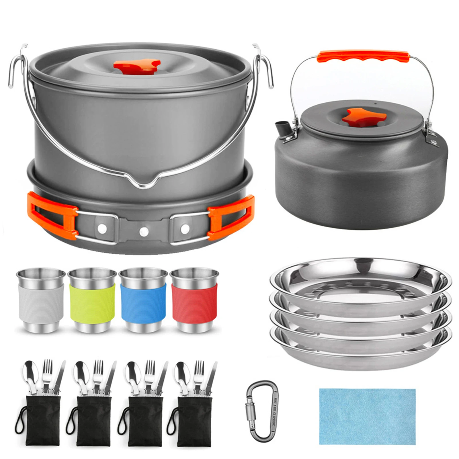 34PCS Camping Cookware Set Outdoor Cooking Pot with Nonstick Coating Portable Foldable Handle for Hiking Picnic Backpacking
34PCS Camping Cookware Set Outdoor Cooking Pot with Nonstick Coating Portable Foldable Handle for Hiking Picnic Backpacking