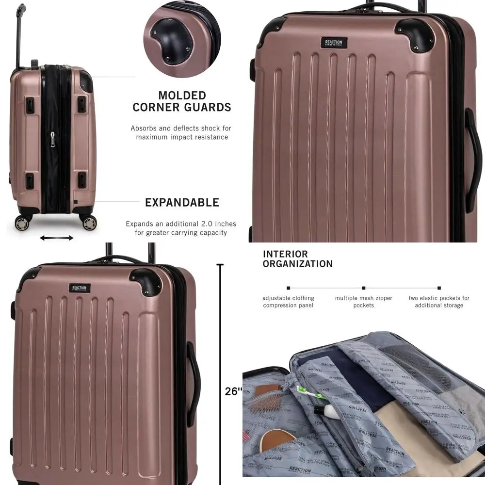 Expandable 8-Wheel Spinner Suitcase by Kenneth Cole REACTION, 24-Inch Rose Gold
Expandable 8-Wheel Spinner Suitcase by Kenneth Cole REACTION, 24-Inch Rose Gold