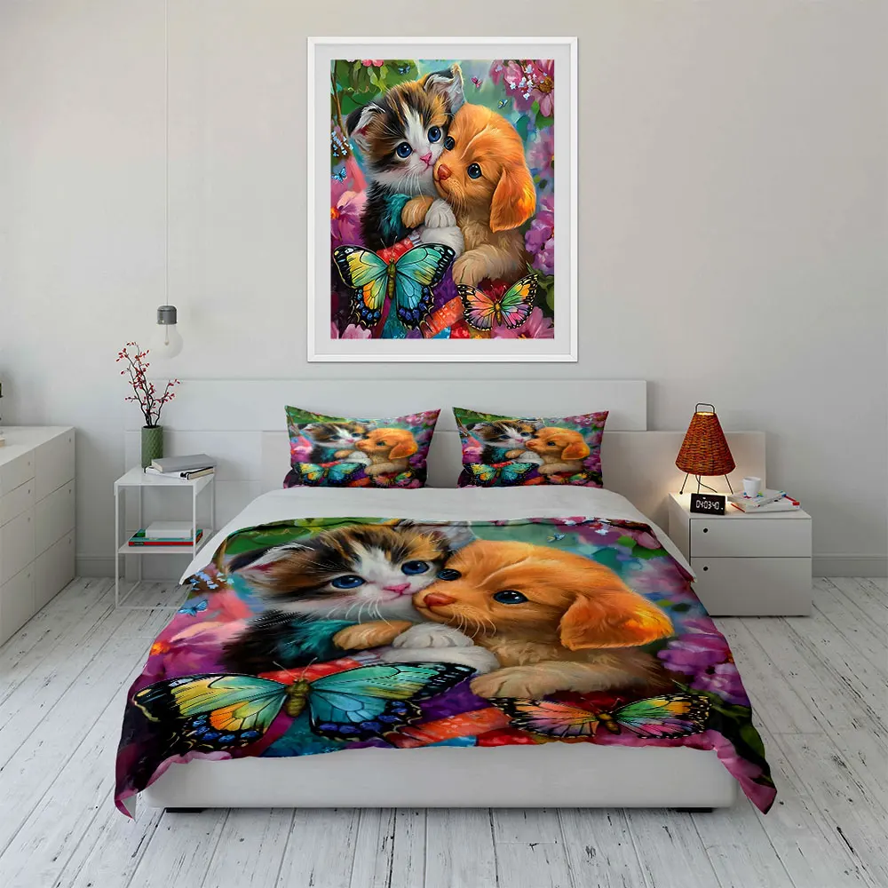 Kitten Puppy Butterfly Decorative Set Multiple sizes kid's and adults' bedroom Exquisite 3PC bedding set, gift
Kitten Puppy Butterfly Decorative Set Multiple sizes kid's and adults' bedroom Exquisite 3PC bedding set, gift