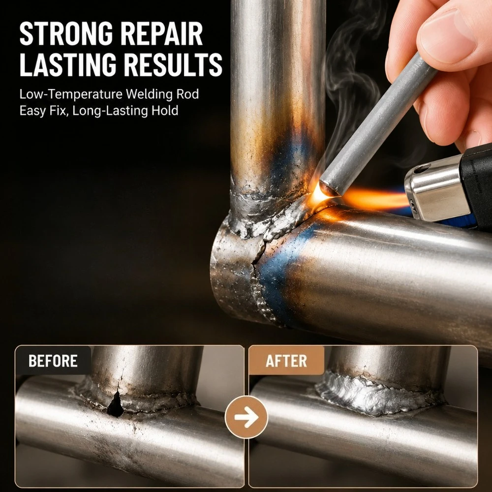 Multipurpose Metal Welding Repair Rod Simple Operation Low Temp Melting Stick for Daily Alloy Crack Damage Mending Work
Multipurpose Metal Welding Repair Rod Simple Operation Low Temp Melting Stick for Daily Alloy Crack Damage Mending Work