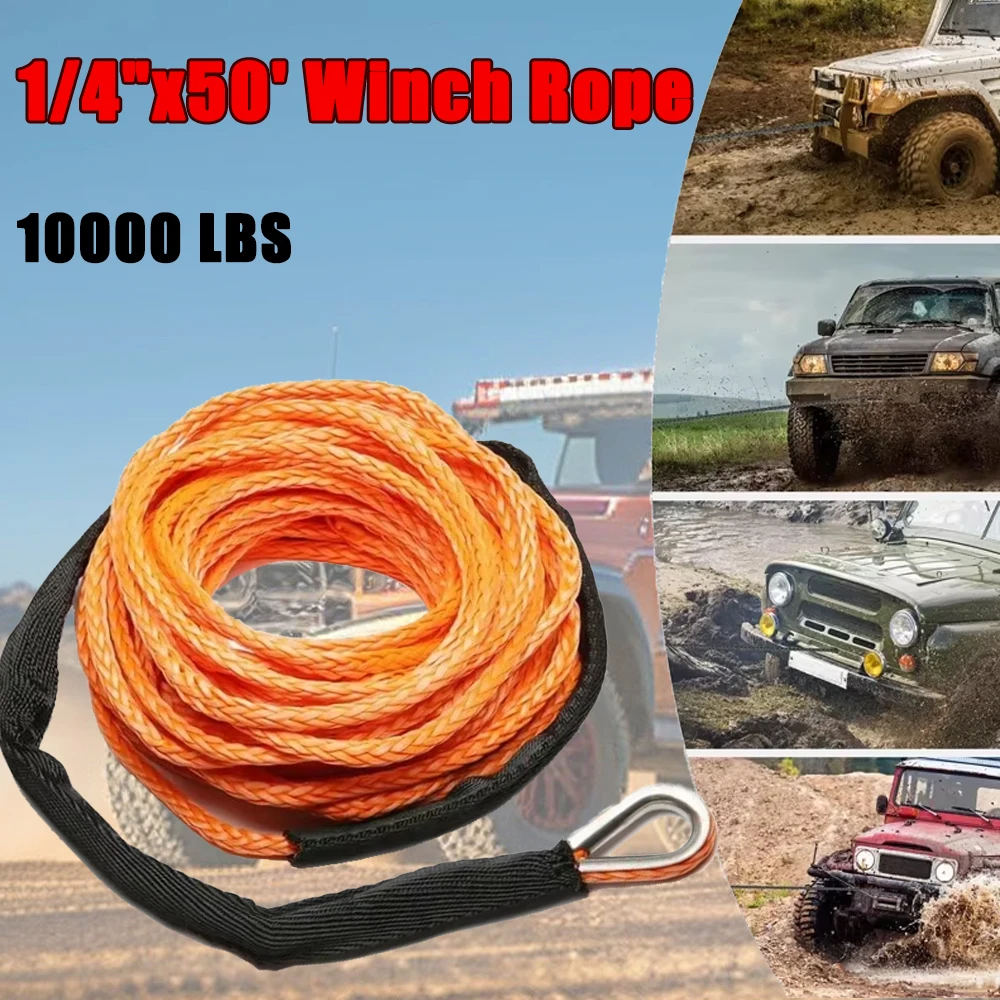 1/4"x50' 10000LBS Synthetic Tow Strap Tow Rope Recovery Cable W/ Sheath ATV UTV 4x4 Offroad Accessories
1/4"x50' 10000LBS Synthetic Tow Strap Tow Rope Recovery Cable W/ Sheath ATV UTV 4x4 Offroad Accessories