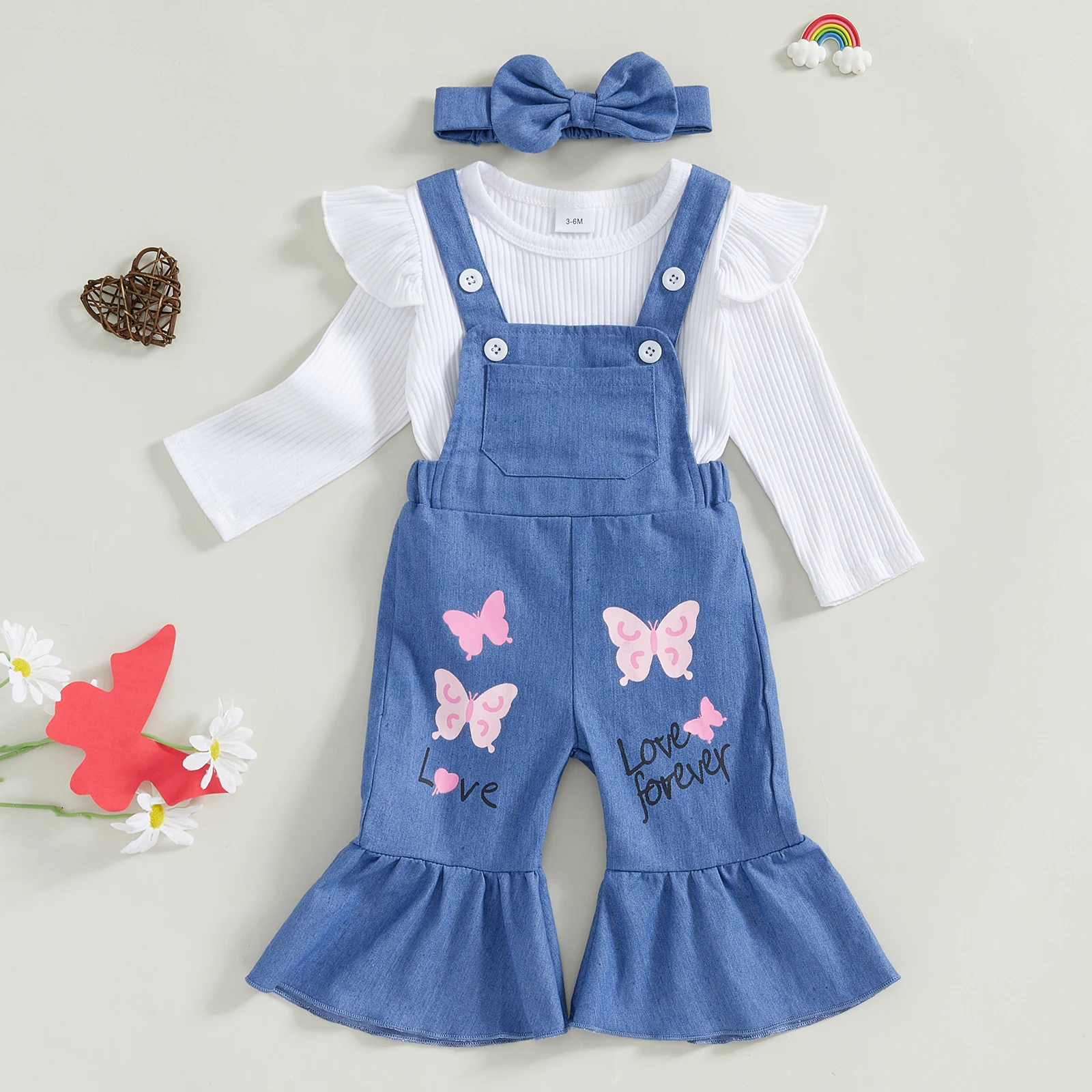 BeQeuewll Cute Baby Girls 3PCS Outfit Spring Fall Long Sleeve Toddler Romper with Overall Pants Headband Clothes Set for Kid Set
BeQeuewll Cute Baby Girls 3PCS Outfit Spring Fall Long Sleeve Toddler Romper with Overall Pants Headband Clothes Set for Kid Set