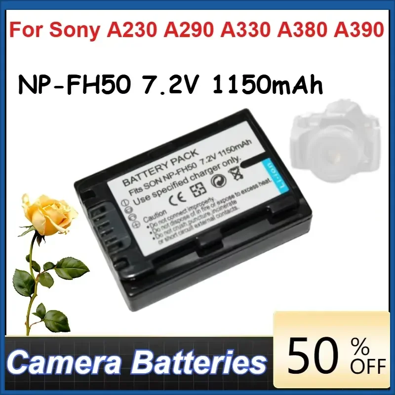 NP-FH50 7.2V 1150mAh Lithium-ion Battery Pack for Sony A230 A290 A330 A380 A390 Digital Camera Batteries + Charger
NP-FH50 7.2V 1150mAh Lithium-ion Battery Pack for Sony A230 A290 A330 A380 A390 Digital Camera Batteries + Charger