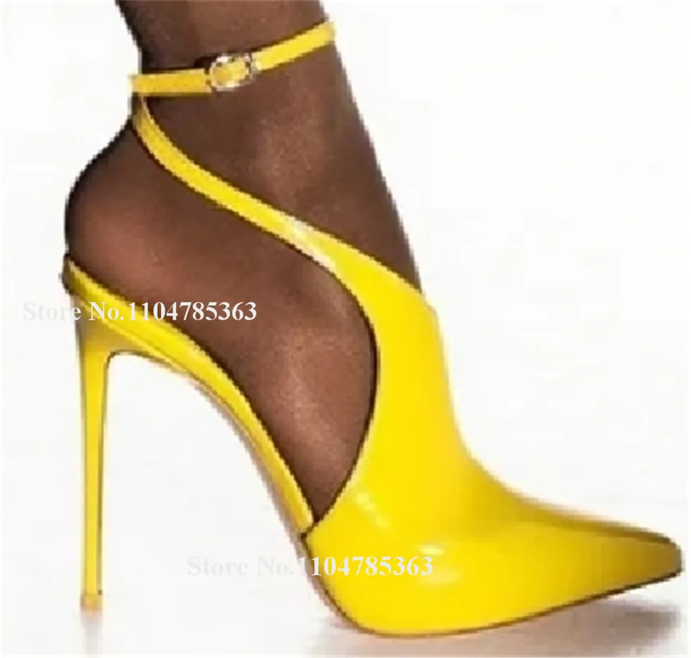 Women Elegant Yellow Black Nude Stiletto Heel Pumps Sexy Pointed Toe Straps Cross Patent Leather Thin Heel Party Heels
Women Elegant Yellow Black Nude Stiletto Heel Pumps Sexy Pointed Toe Straps Cross Patent Leather Thin Heel Party Heels