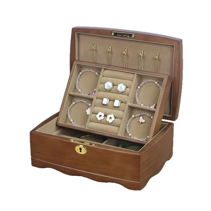 Double-layer jewelry storage box, retro antique court style solid wood jewelry box
Double-layer jewelry storage box, retro antique court style solid wood jewelry box