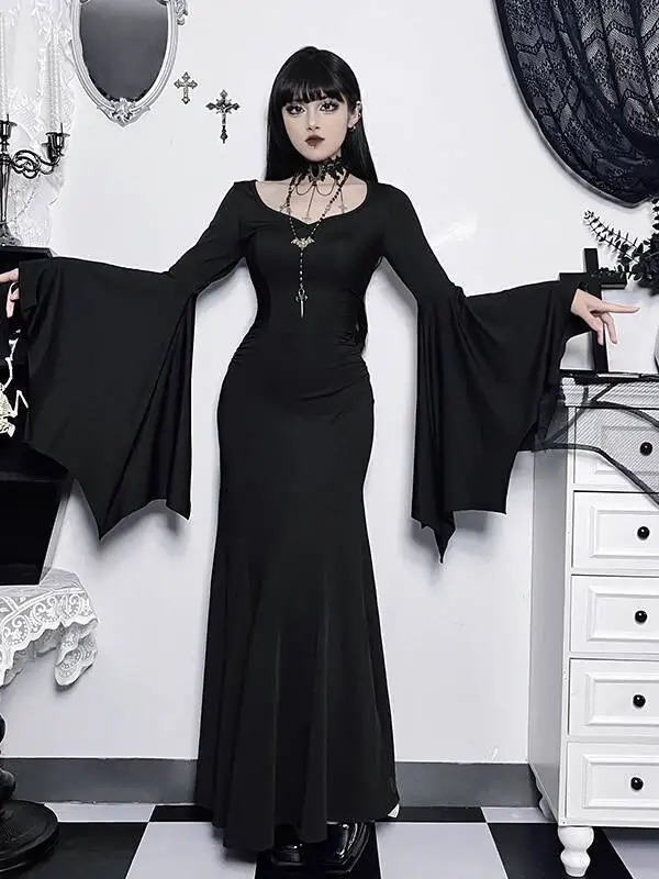 Dark Style Addams Family Batwing Sleeve Mermaid Dress Halloween Cosplay Costume Gothic Style Abby Dress Long Dress
Dark Style Addams Family Batwing Sleeve Mermaid Dress Halloween Cosplay Costume Gothic Style Abby Dress Long Dress