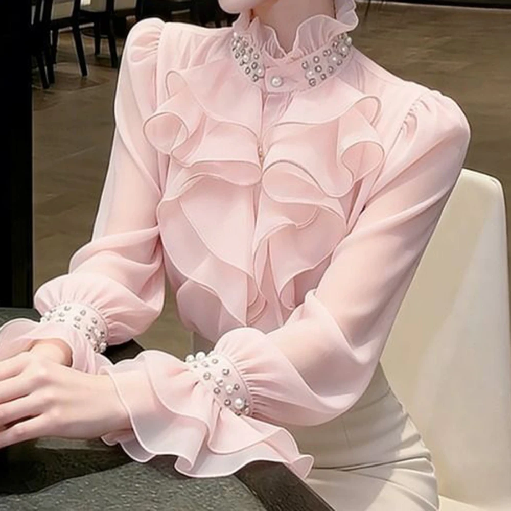Pink ruffled top 2026 summer new light luxury, niche, and unreplaceable style, very attractive French heavy work shirt for women
Pink ruffled top 2026 summer new light luxury, niche, and unreplaceable style, very attractive French heavy work shirt for women
